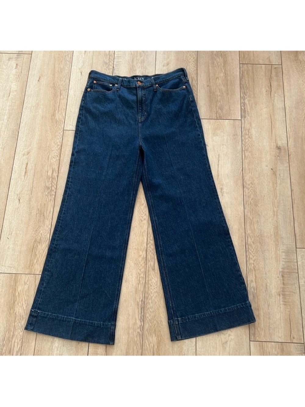 Women's Dark Blue Wide Leg Denim Trouser